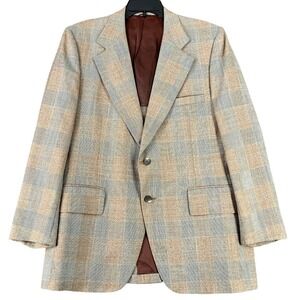 Ratner Clothes Blazer Mens 42 Brown Plaid‎ Two Button Sport Coat Vintage 60s